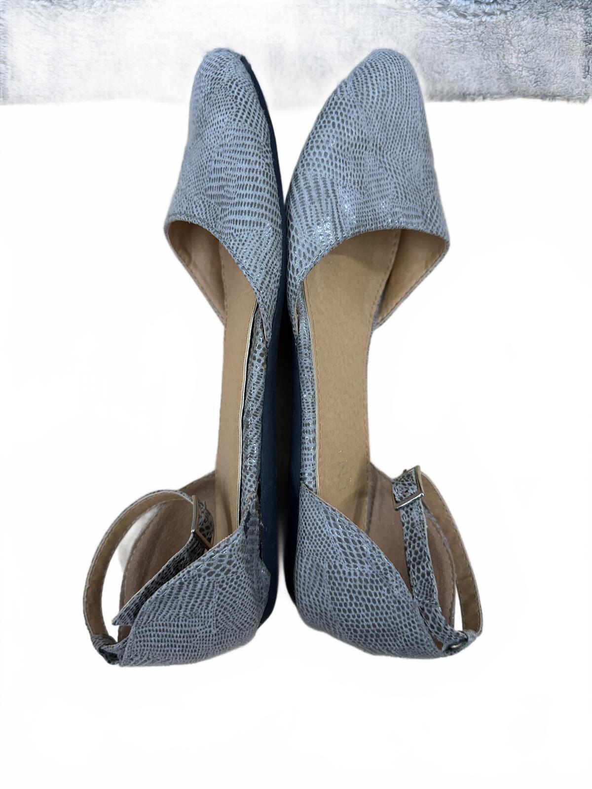 Gray Ankle Strap Flats Contemporary Casual Business Office Shoes