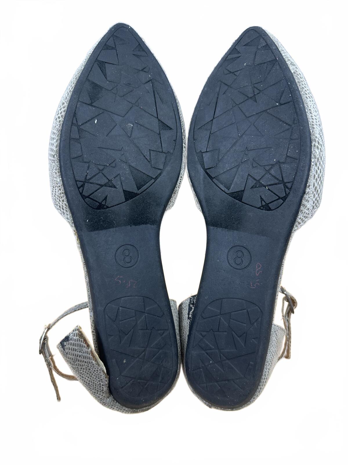 Gray Ankle Strap Flats Contemporary Casual Business Office Shoes