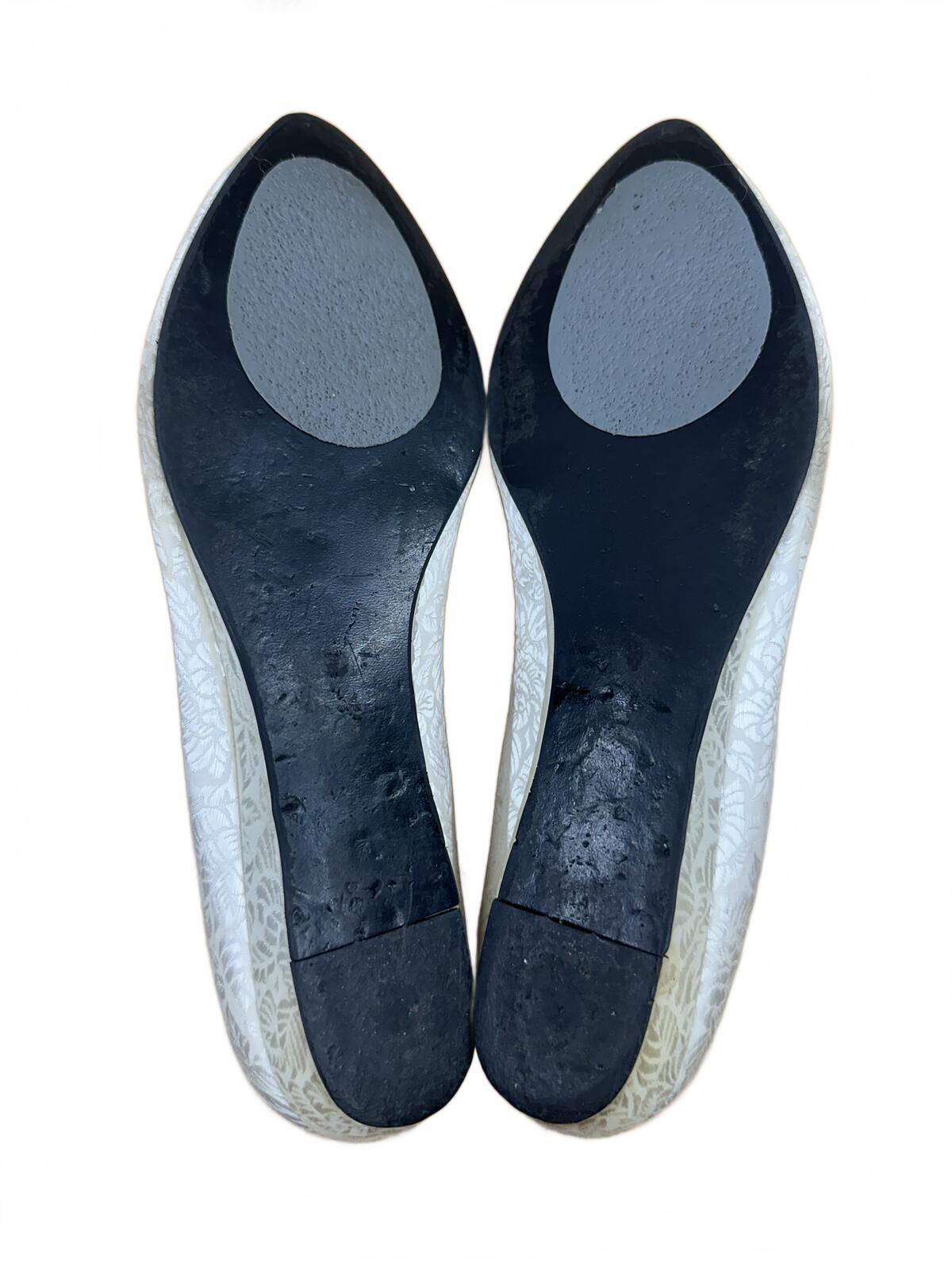 Peacocks Ivory Floral Embossed Ballet Flats Classic Feminine Casual Shoes
