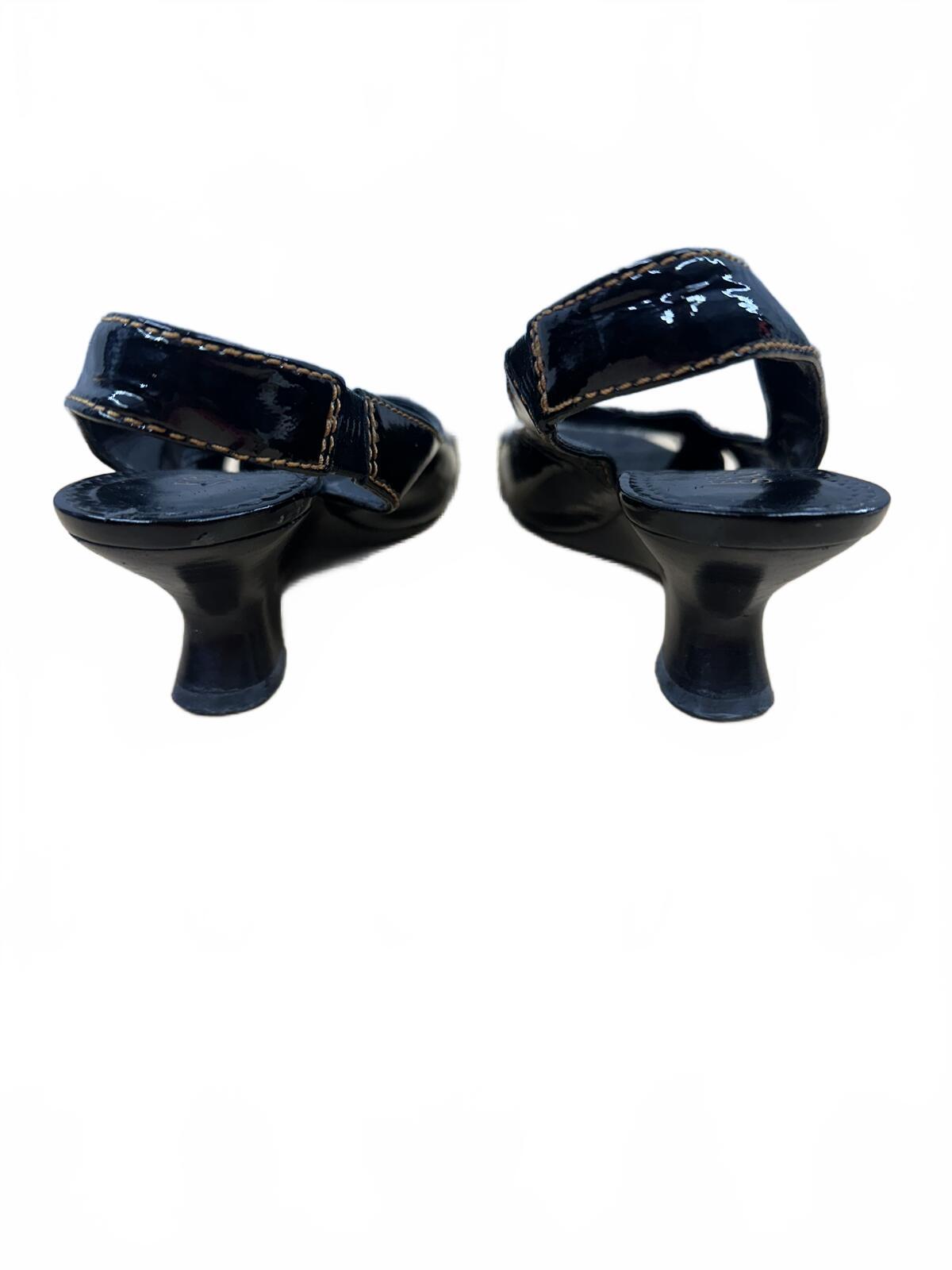Franco Sarto Black Patent Leather Slingback Heels
