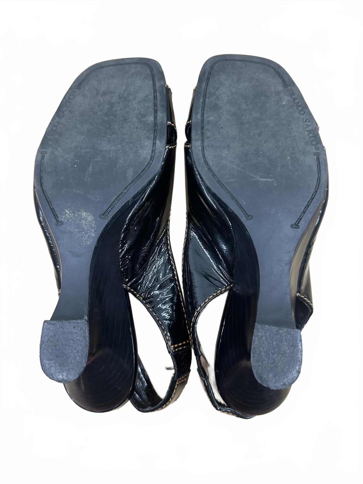 Franco Sarto Black Patent Leather Slingback Heels