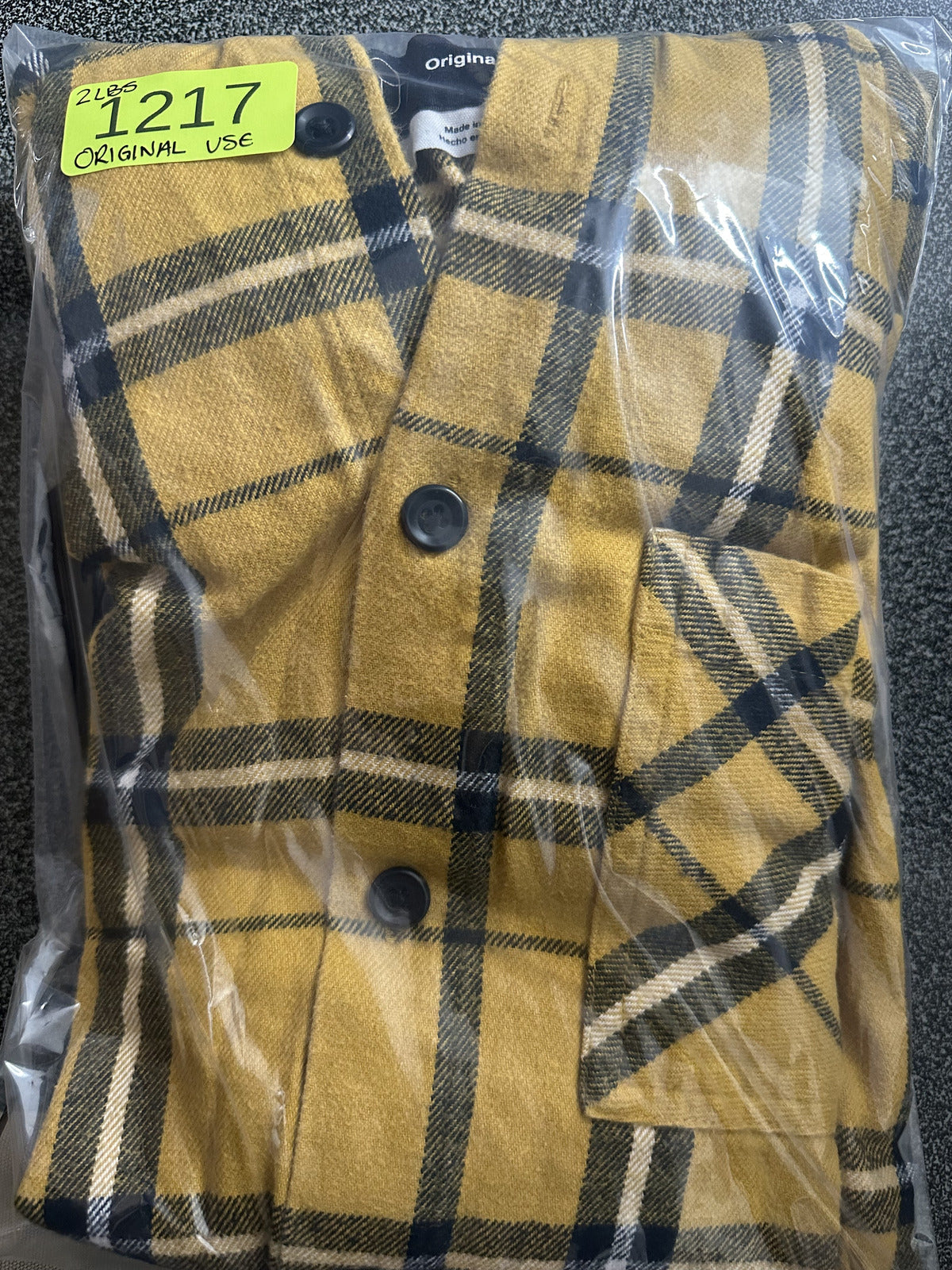 Original Use Long Sleeve Hooded Flannel Shirt Yellow Black White Plaid