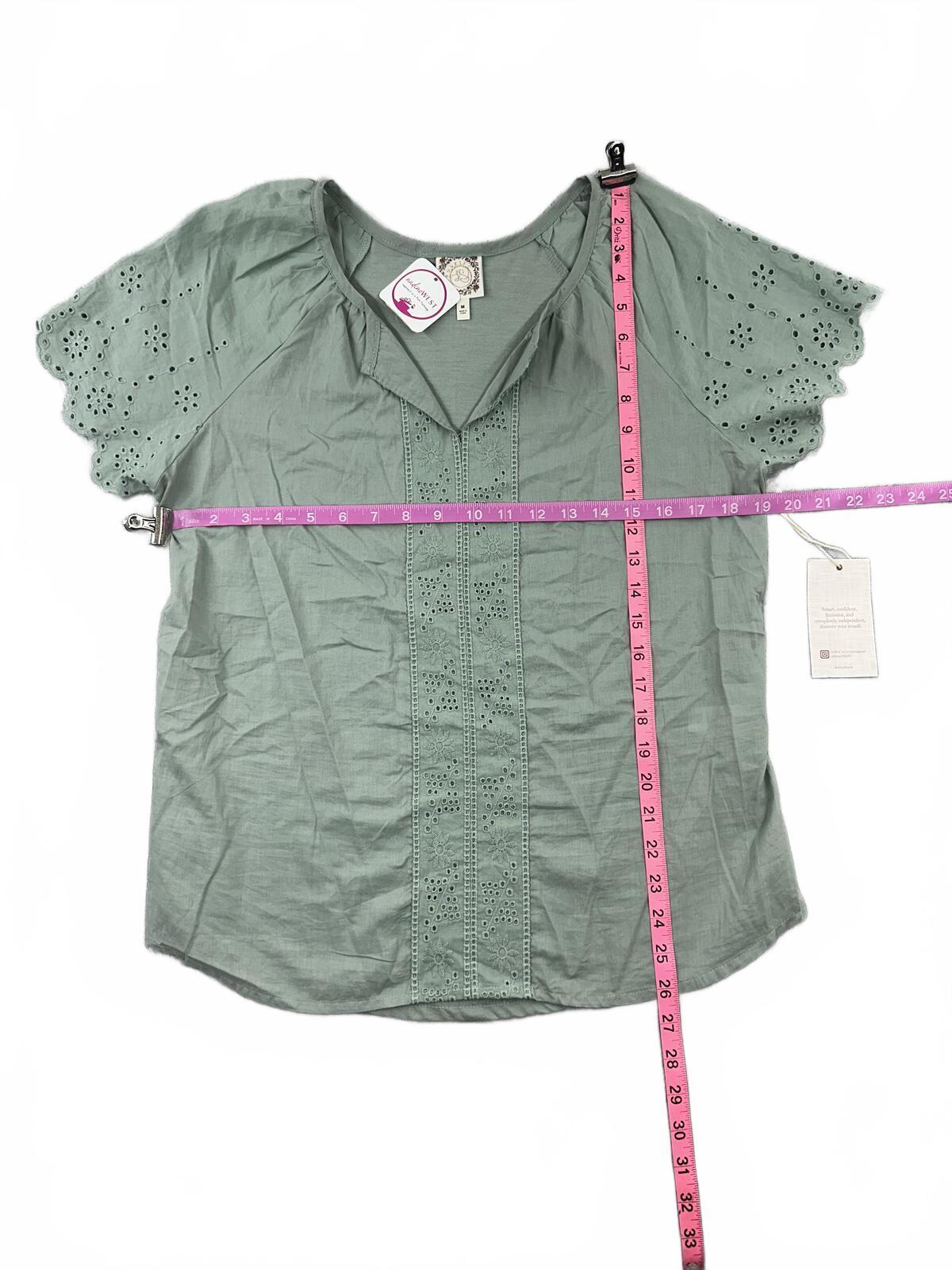 NWT Nadine West Light Sage Green Eyelet Lace Blouse Vintage Inspired Boho