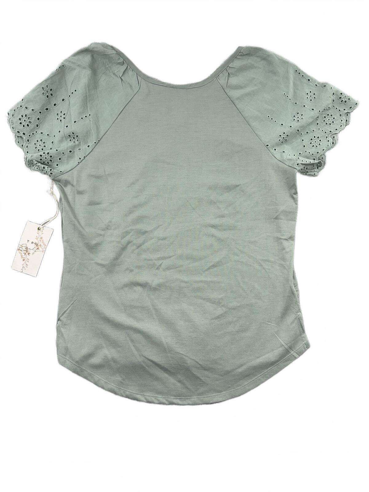 NWT Nadine West Light Sage Green Eyelet Lace Blouse Vintage Inspired Boho