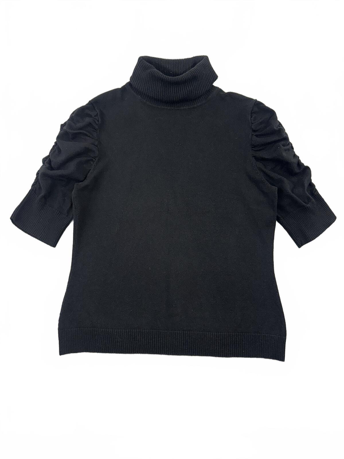 Black Puff Sleeve Turtleneck Sweater Vintage Inspired Fall Casual
