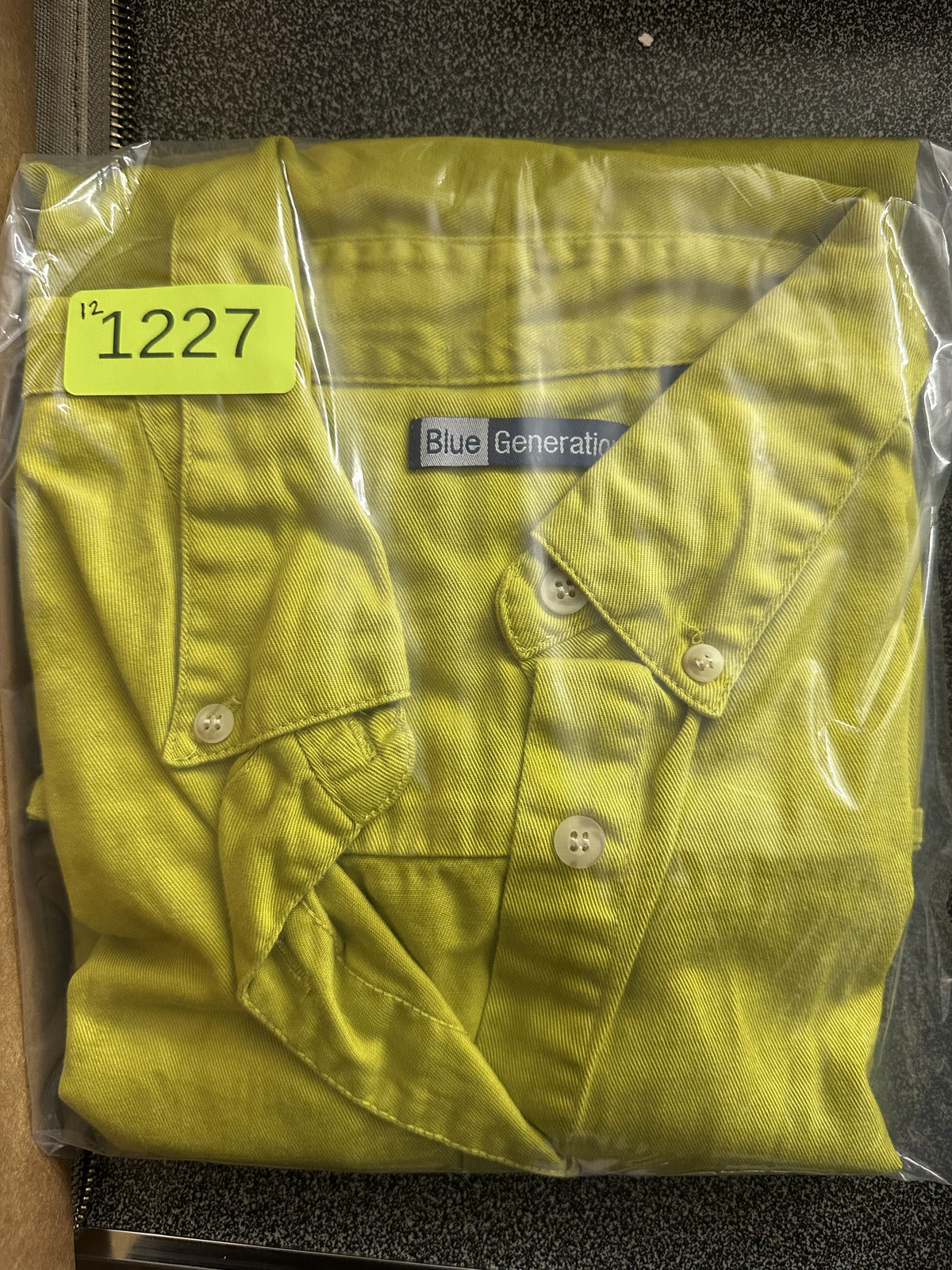 Blue Generation Long Sleeve Button Down Shirt Green Yellow