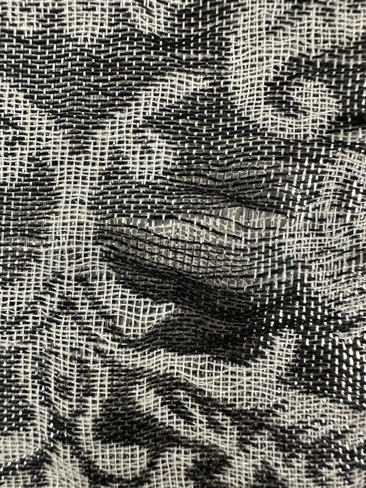 Gray Damask Pattern Scarf with Fringe