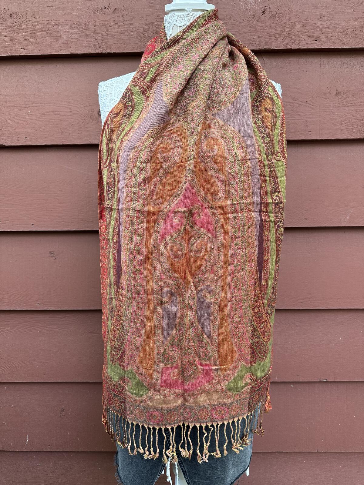 Multi Color Paisley Fringe Scarf