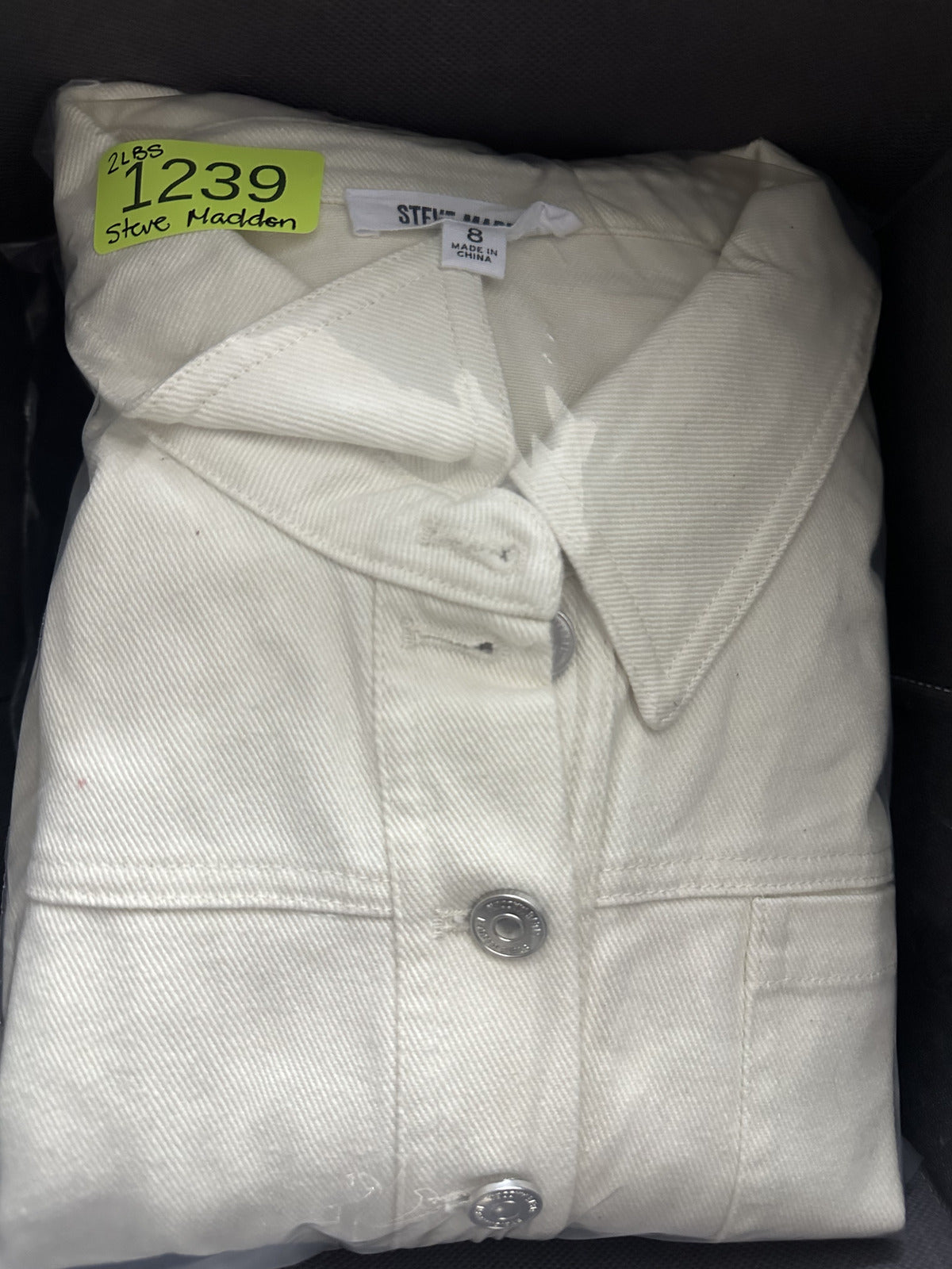 Steve Madden Cream Button Front Shirt Dress with Cinched Waist and Puff Sleeves