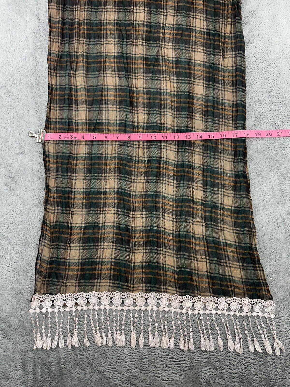 Plaid Scarf with Crochet Fringe