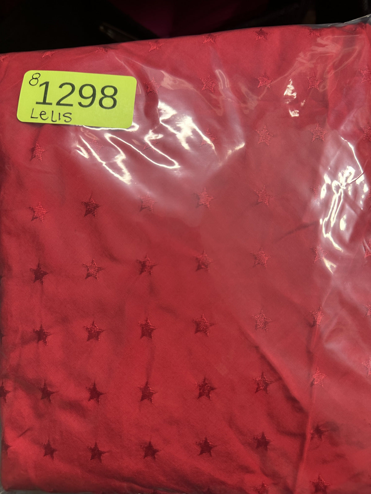 Le Lis Red Slip Dress with Textured Star Pattern Adjustable Straps