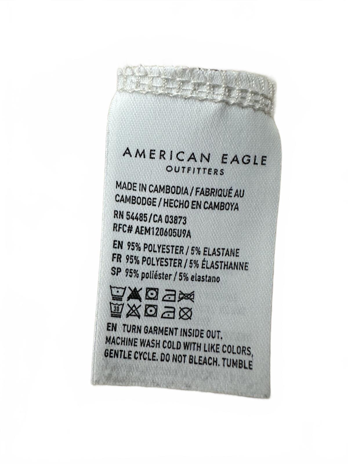 American Eagle Cream Ribbed Long Sleeve Top Casual Minimalist Layering