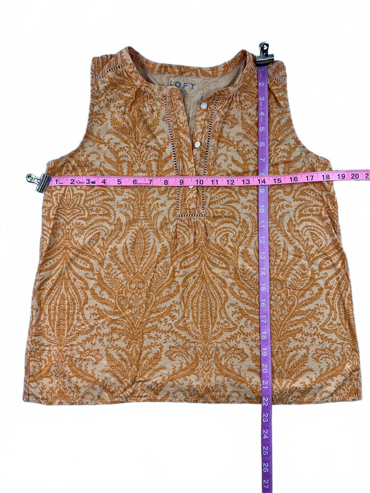 LOFT Sleeveless Orange Paisley Print Top