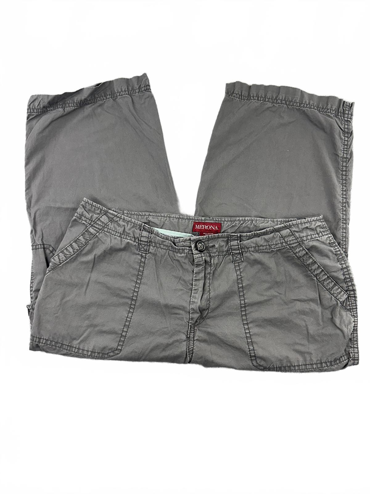 Merona Gray Cargo Capri Pants Relaxed Fit Utility