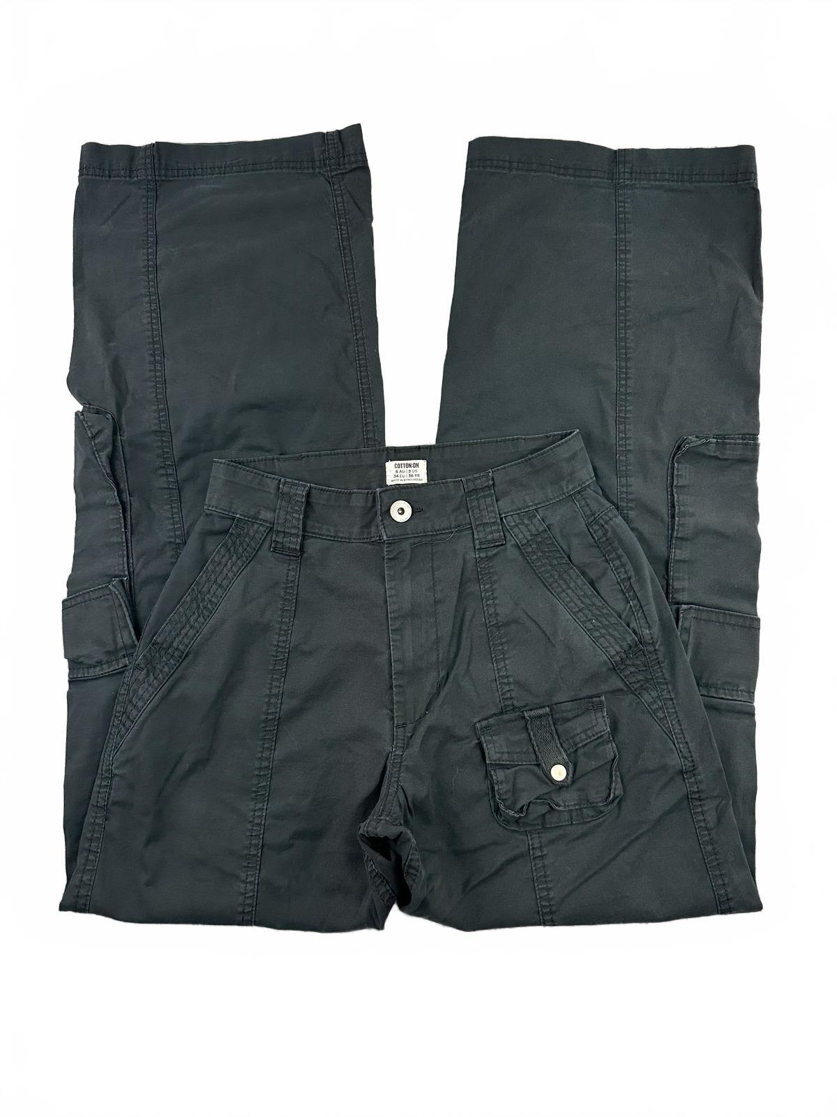 Cotton On Y2K Cargo Pants Black Wide Leg Gorpcore Streetwear Skater