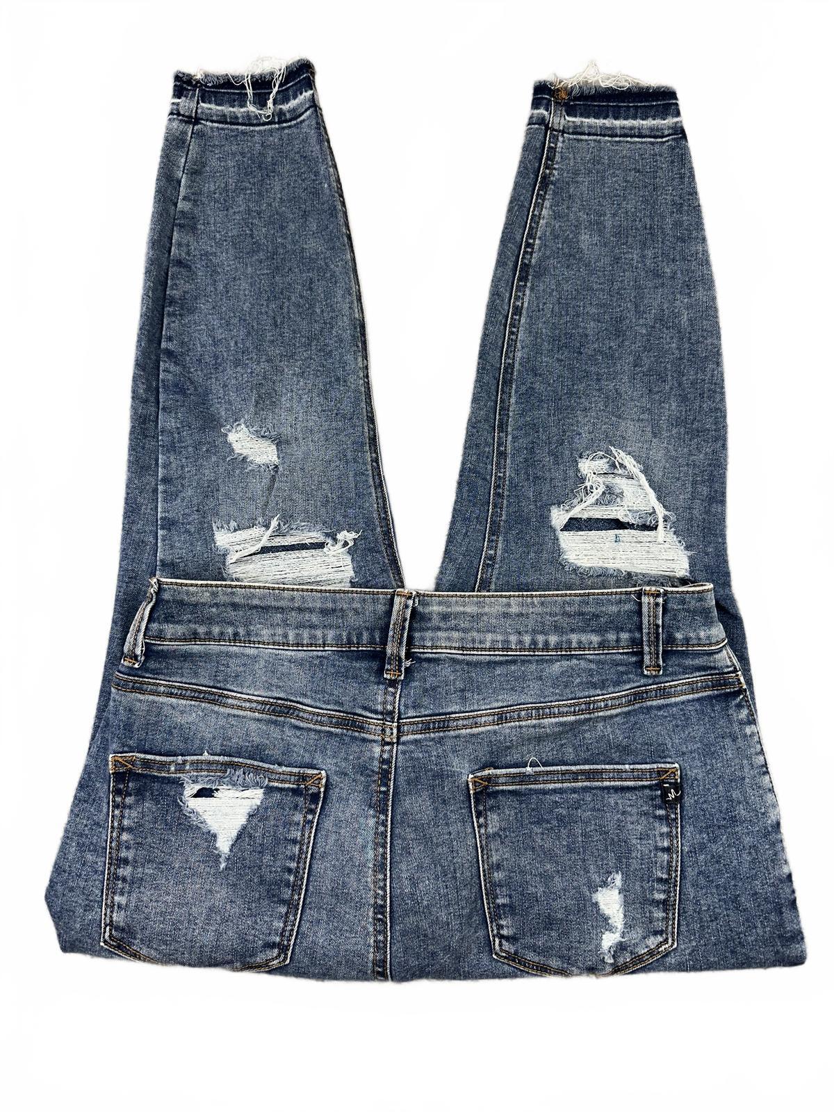 Maurices High Rise Distressed Boyfriend Jeans Blue Navy Relaxed Fit Casual Denim