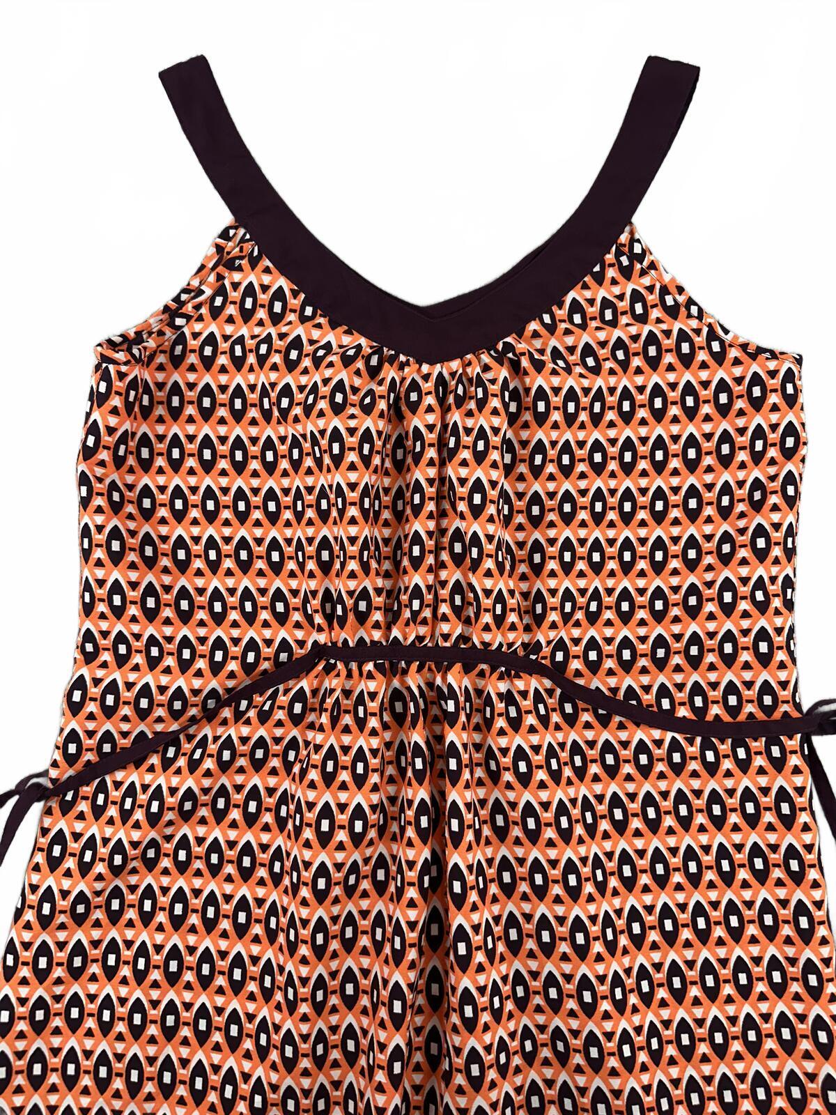 Atmosphere Apricot Geometric Sleeveless Dress Vintage 70s Inspired Adjustable