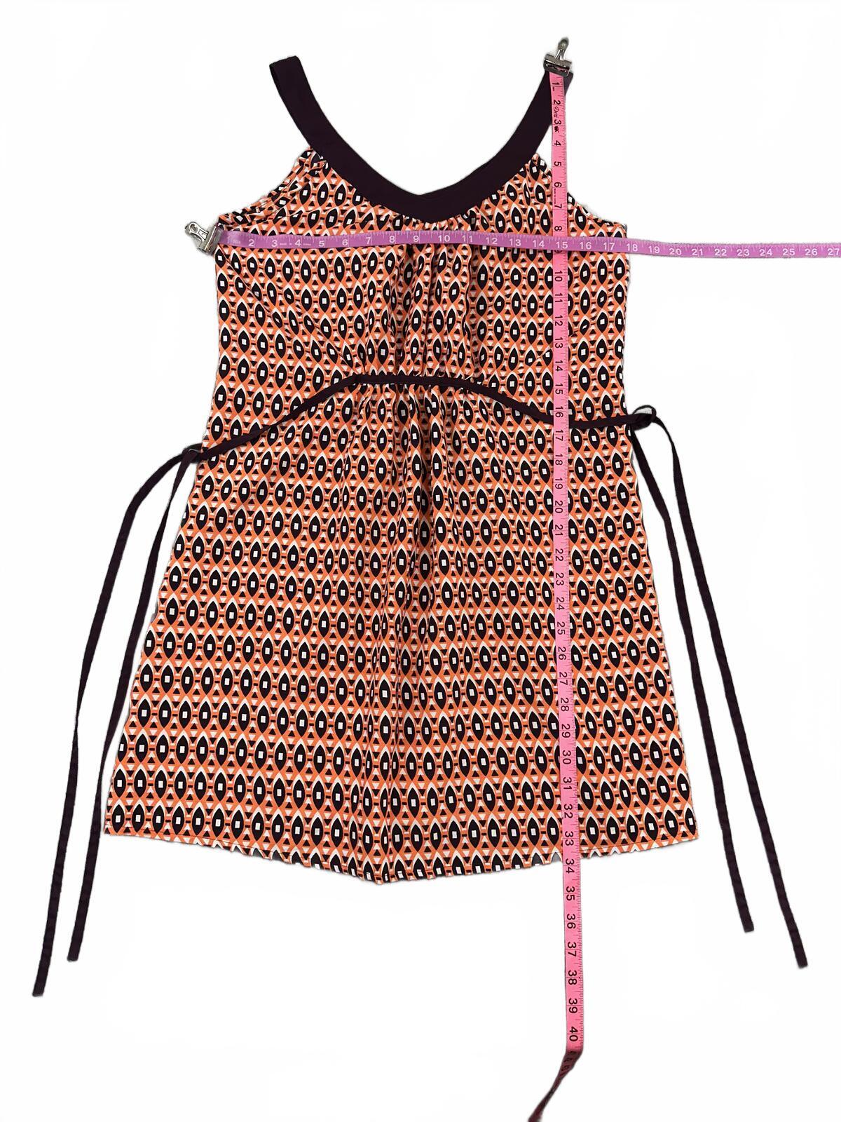 Atmosphere Apricot Geometric Sleeveless Dress Vintage 70s Inspired Adjustable