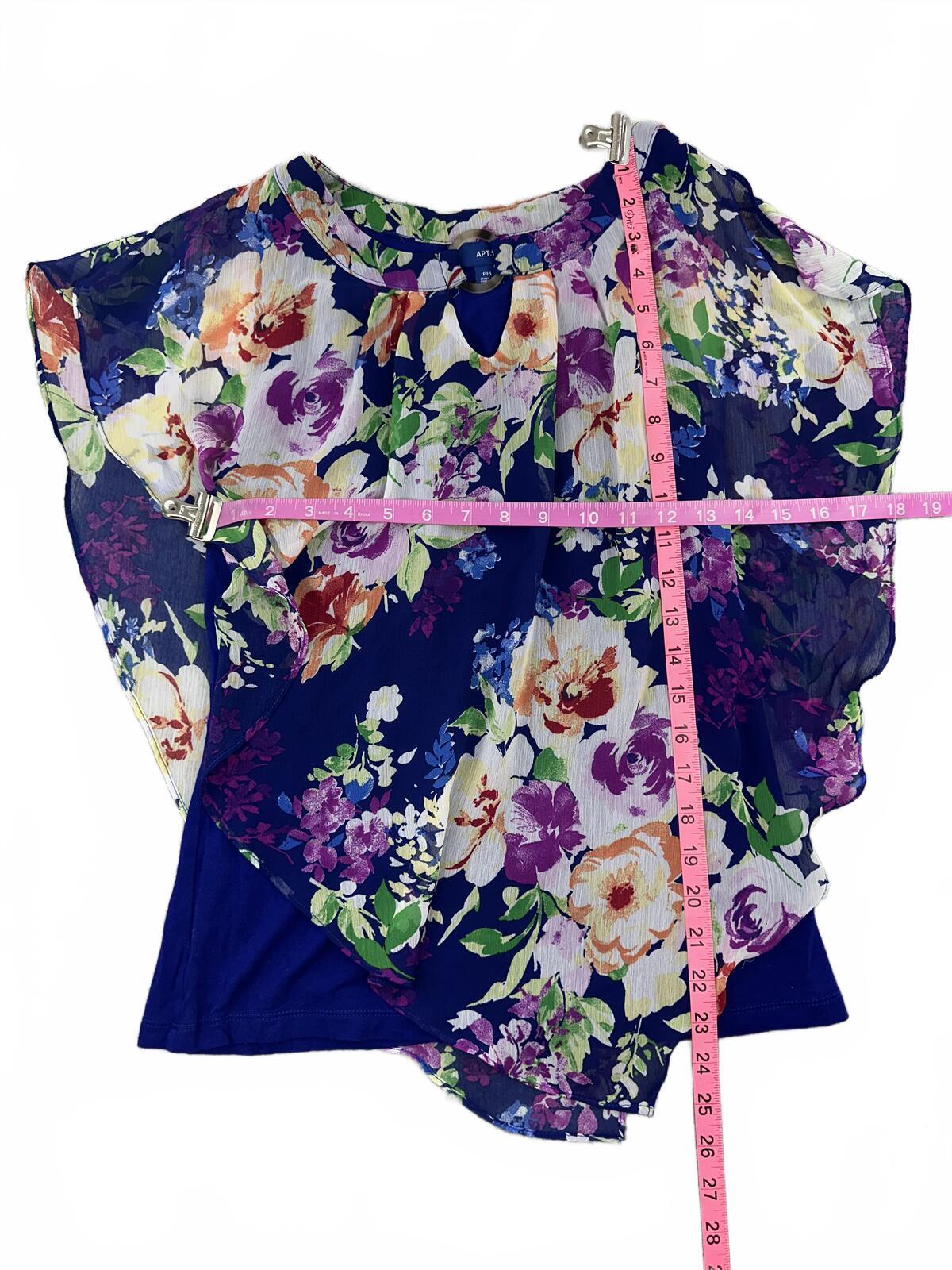 Apt. 9 Floral Sheer Overlay Top with Navy Base