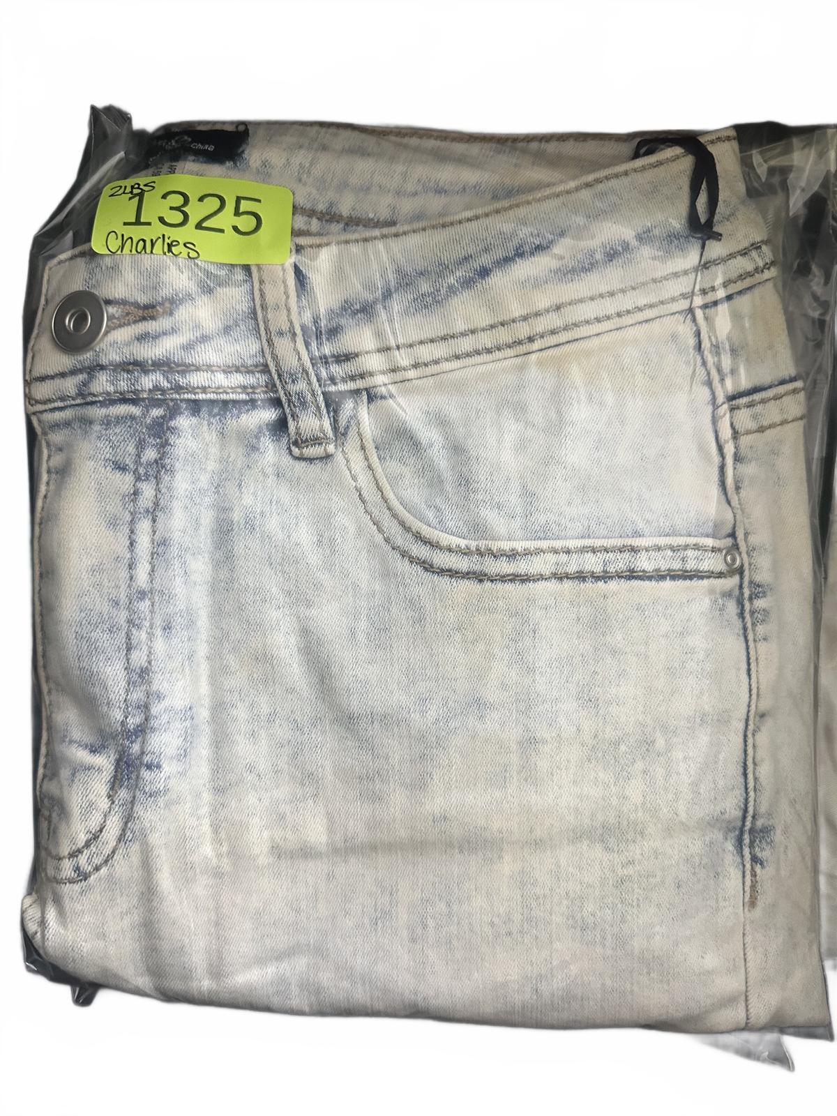 NWT Charlie B Triple Tiered Fringe Denim Ankle Pants Blue Y2K Indie Bohemian