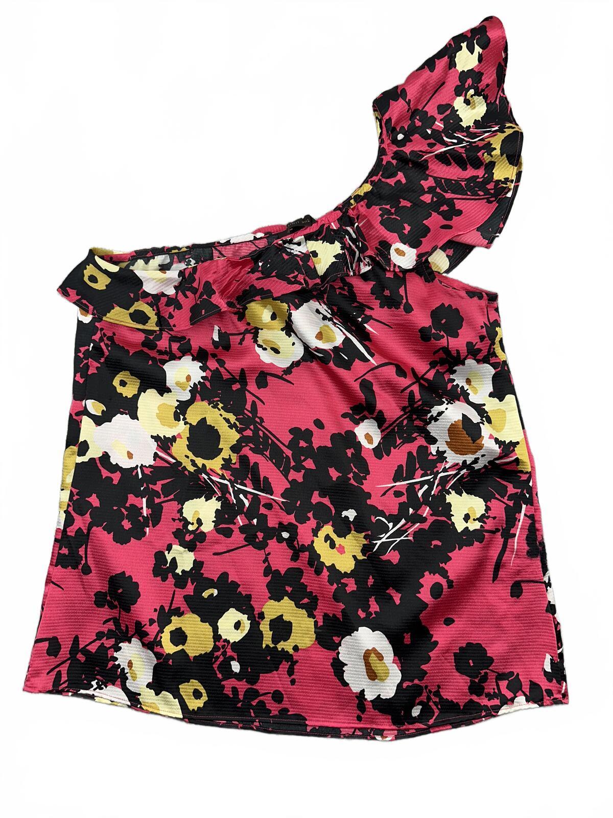 The Limited Floral One Shoulder Ruffle Top