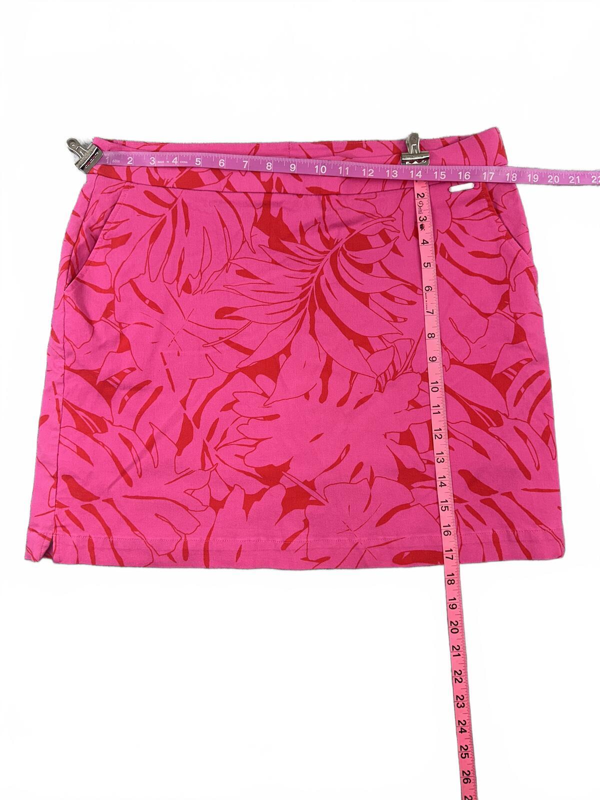 Rafaella Tropical Pink Red Leaf Print Skort Resortwear Summer Casual