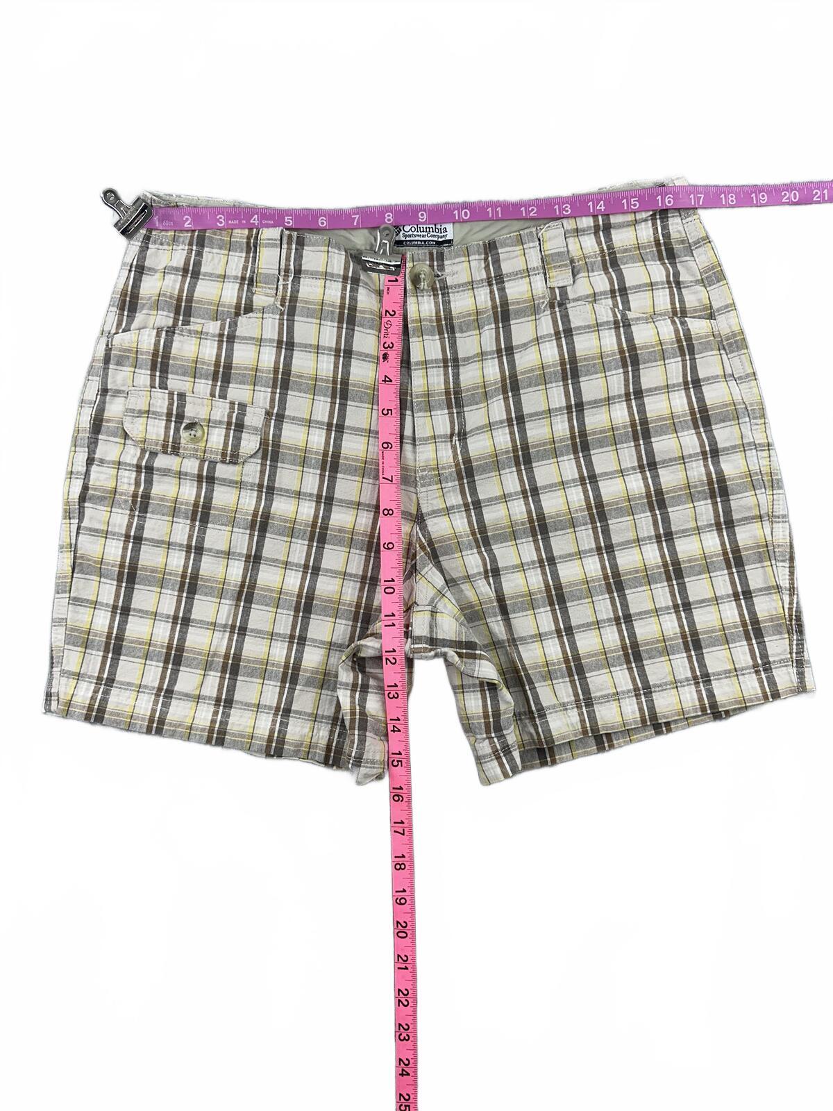Columbia Plaid Shorts Casual Outdoor Beige Brown Classic Summer