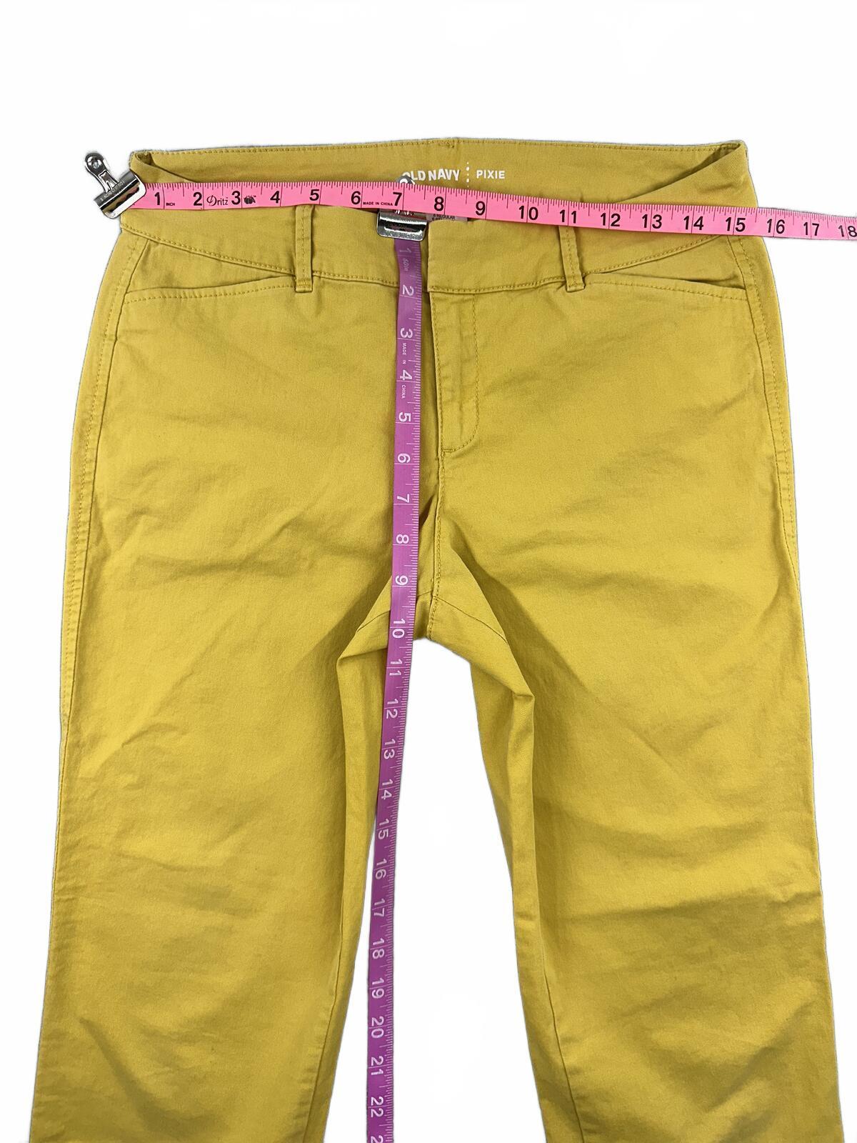 Old Navy Pixie Mustard Yellow Slim Fit Chino Pants Casual Tailored