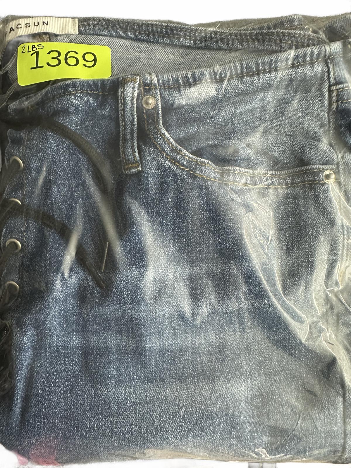 Pacsun Low Rise Bootcut Jeans Retro Casual Blue Denim Lace Up Front Flare