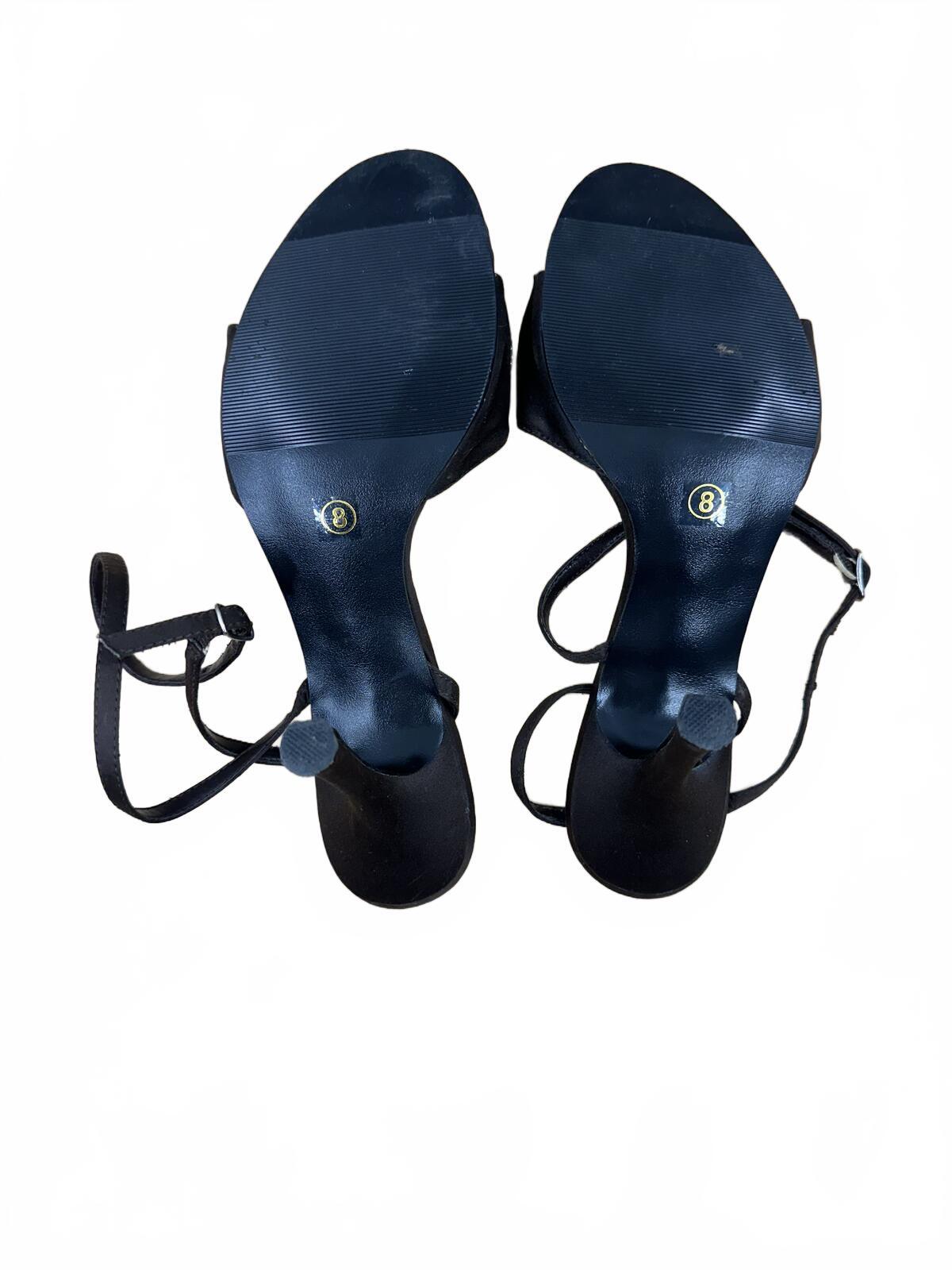 Palovio Black Strappy Heeled Sandals with Beaded Embellishments