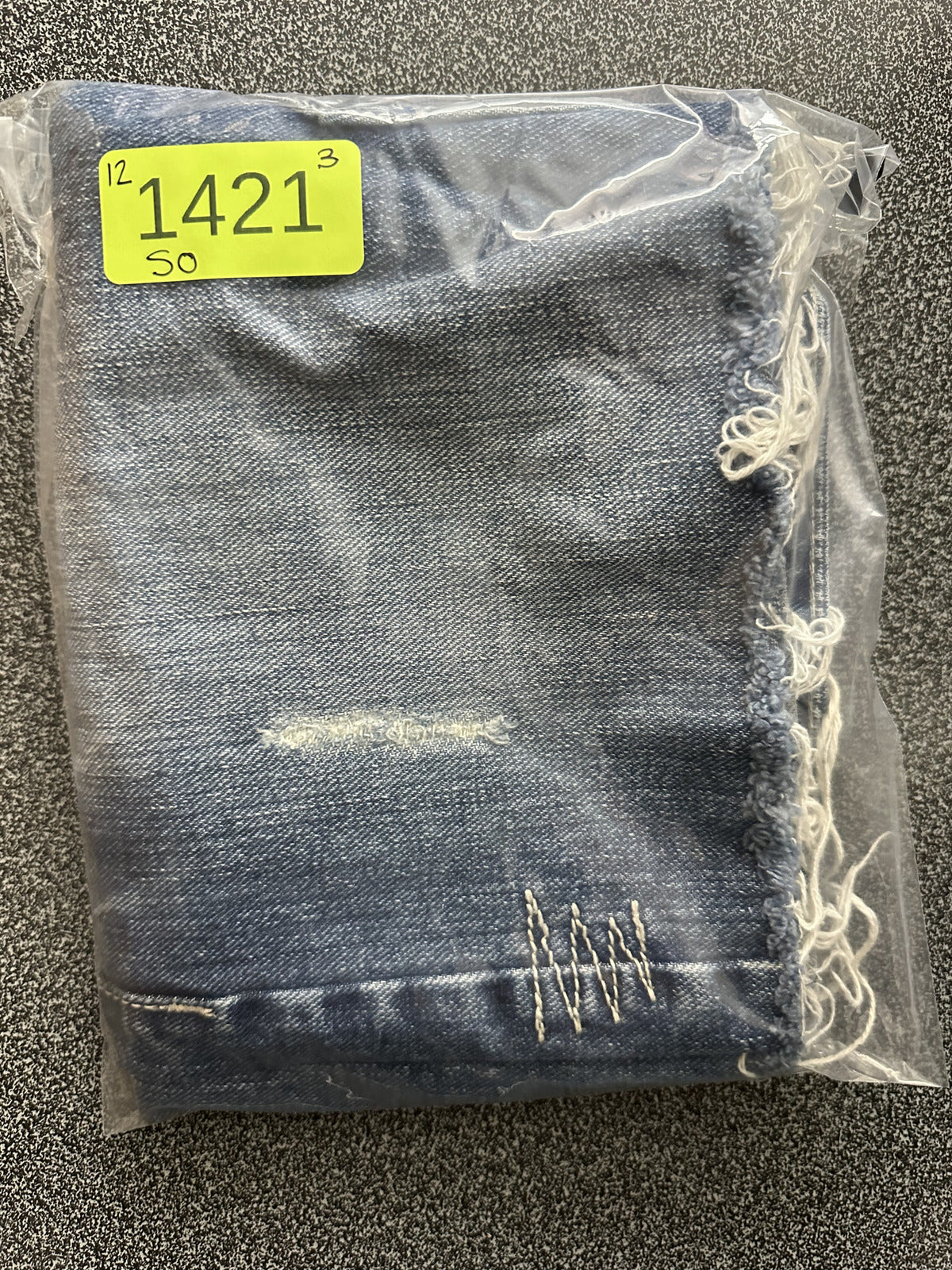 SO Denim Mini Skirt Distressed Raw Hem Vintage Blue