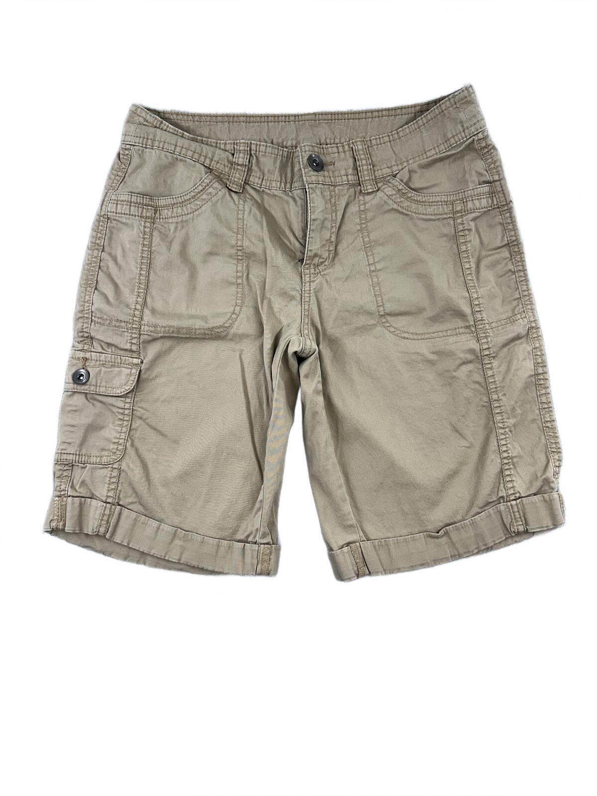 Faded Glory Women's Khaki Cargo Shorts Casual Utility Summer