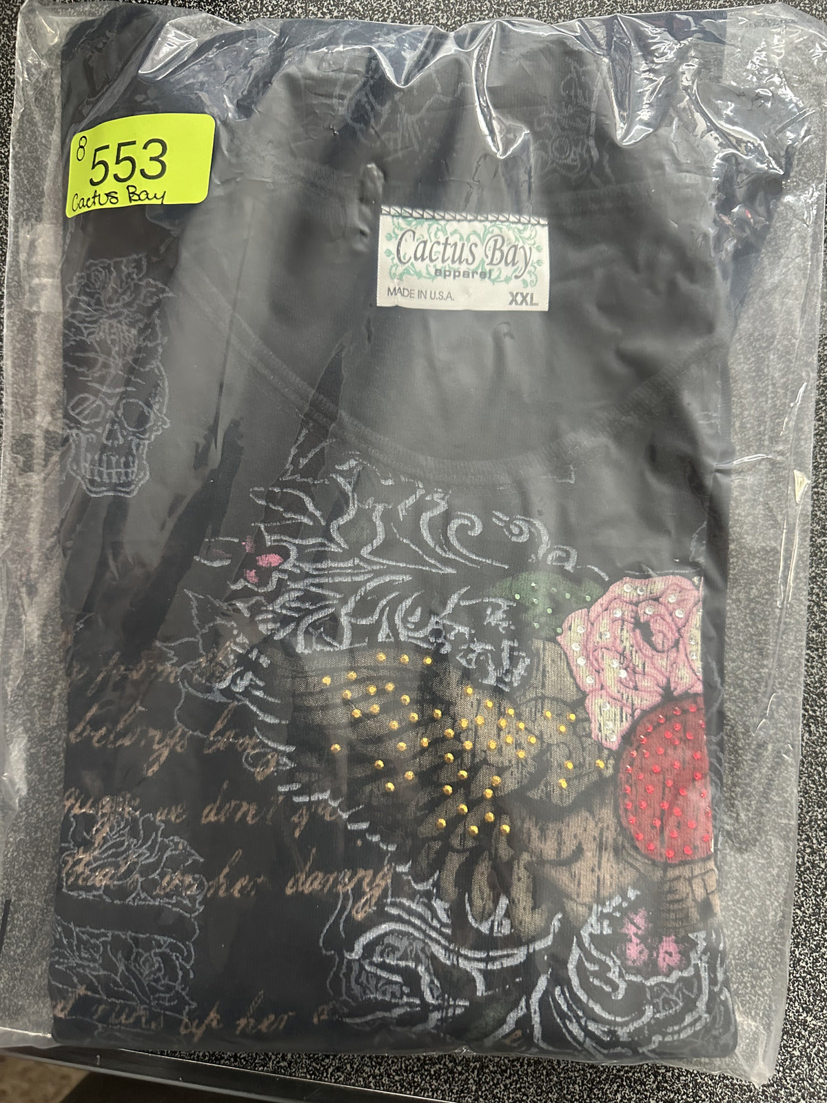 Cactus Bay Apparel Y2K Tattoo Style Graphic Tee Black Red