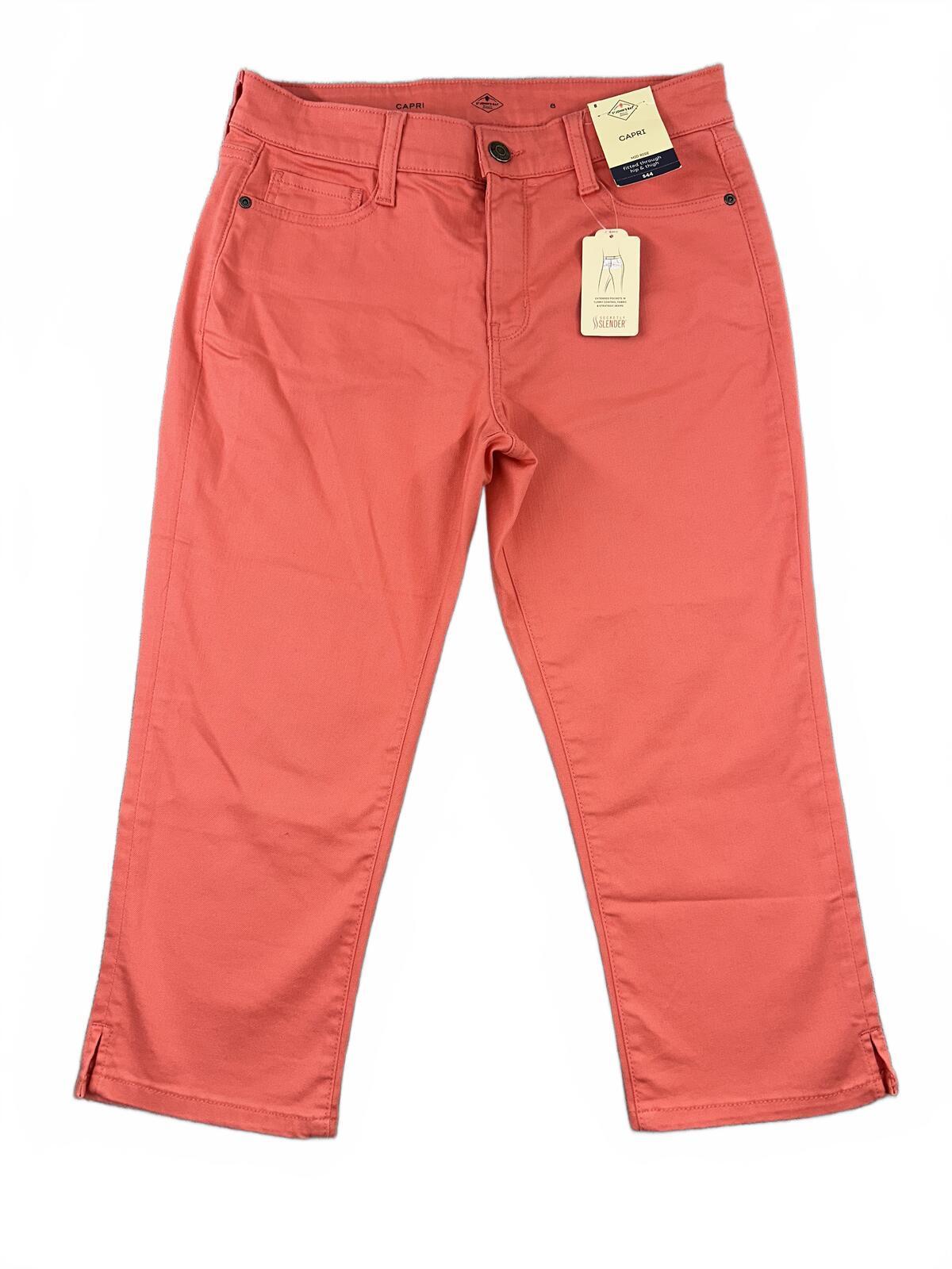 NWT St. John's Bay Coral Capri Pants Casual Preppy Summer