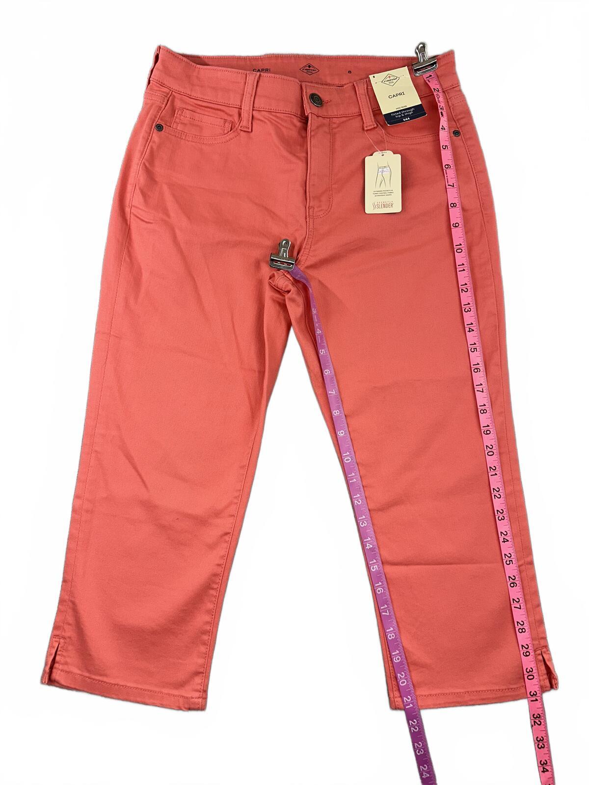 NWT St. John's Bay Coral Capri Pants Casual Preppy Summer