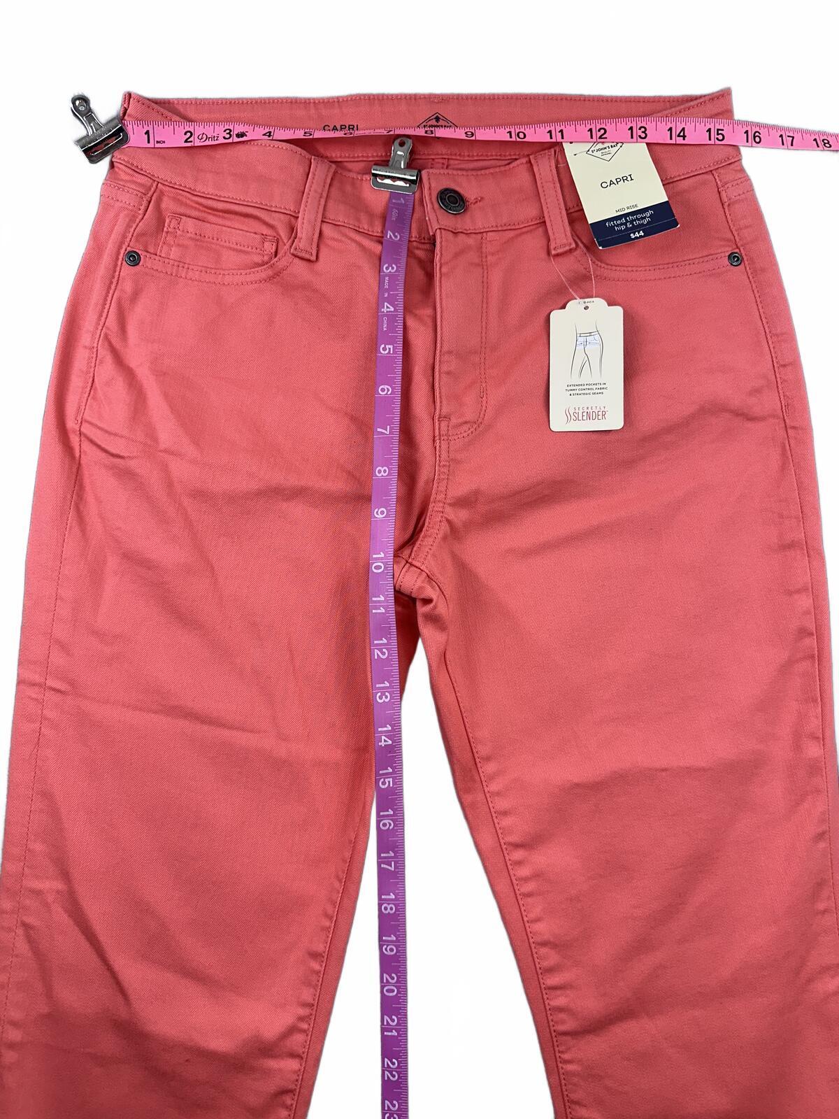 NWT St. John's Bay Coral Capri Pants Casual Preppy Summer