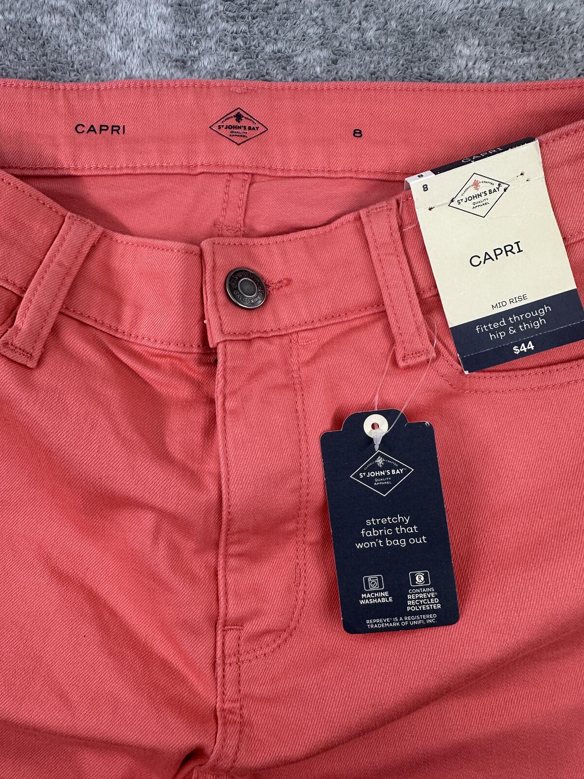 NWT St. John's Bay Coral Capri Pants Casual Preppy Summer