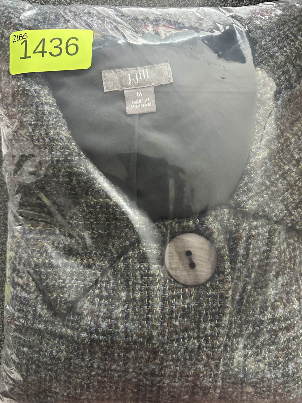 J. Jill Green Gray Tweed Short Sleeve Jacket Classic Preppy Minimalist