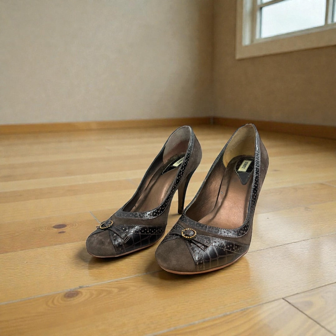 Schutz Brown Suede with Leather Details