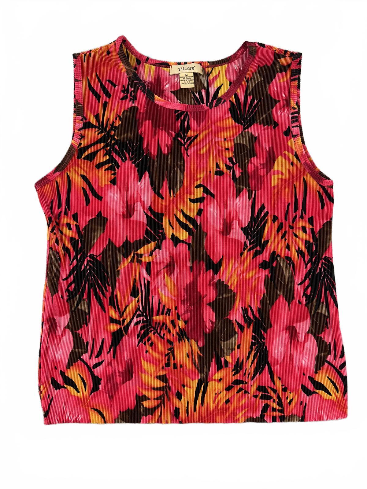 Plissé Vintage Inspired Floral Sleeveless Top
