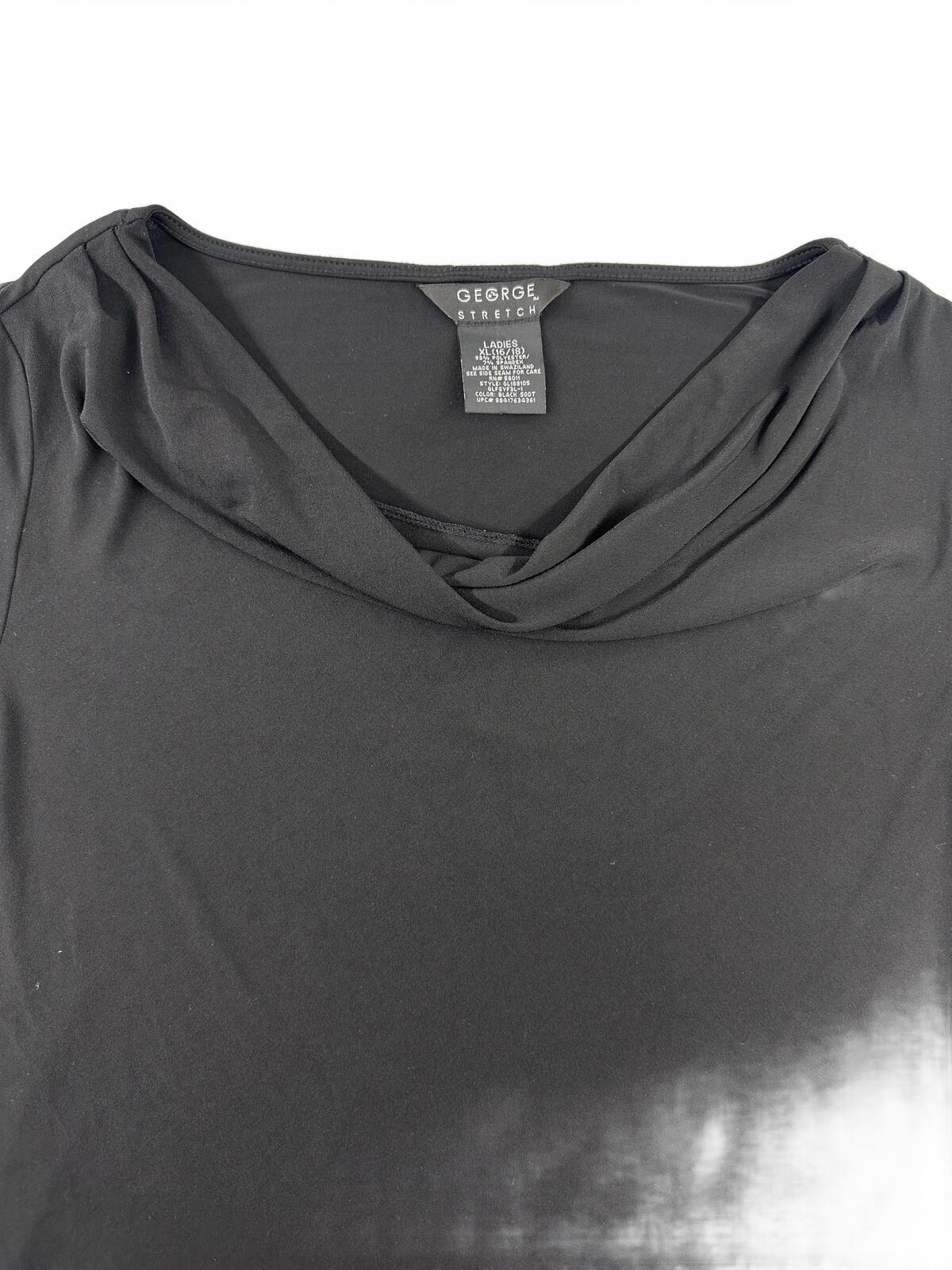 George Stretch Black Cowl Neck Short Sleeve Top