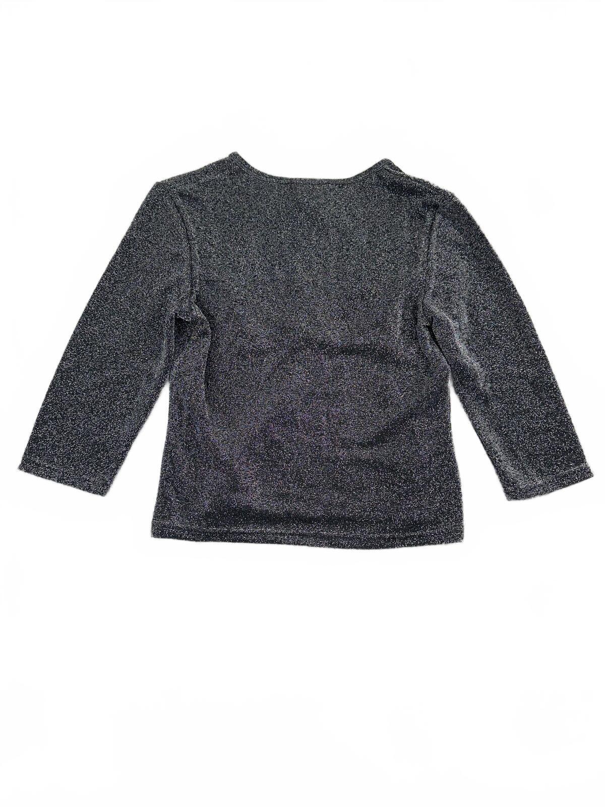 Jalate Y2K Fairycore Sparkly Charcoal Gray Wrap Style Top with V Neck