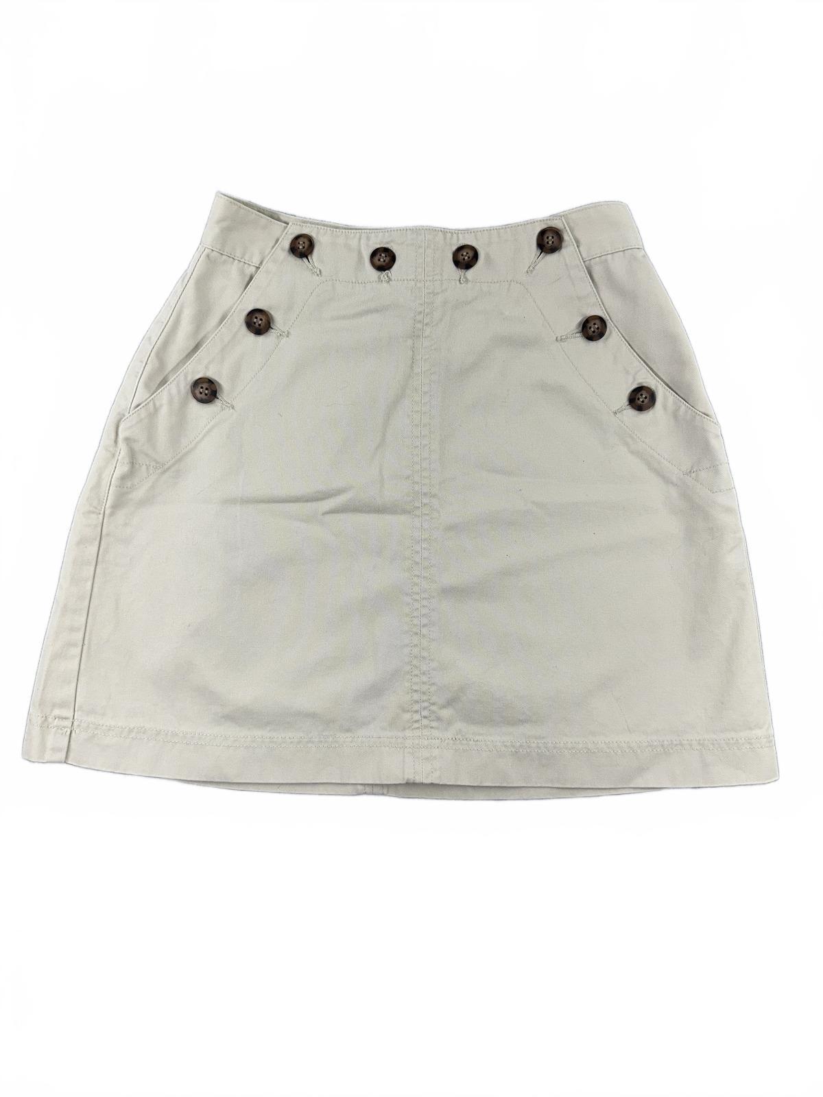 County Seat Vintage Beige Cotton Buttoned A Line Mini Skirt 1970s