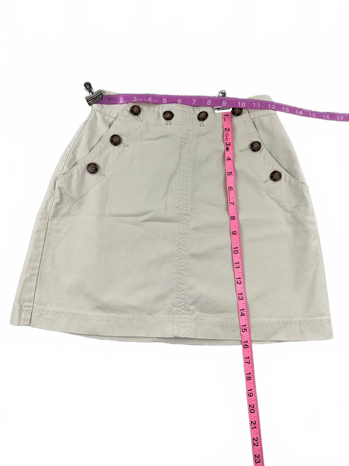 County Seat Vintage Beige Cotton Buttoned A Line Mini Skirt 1970s