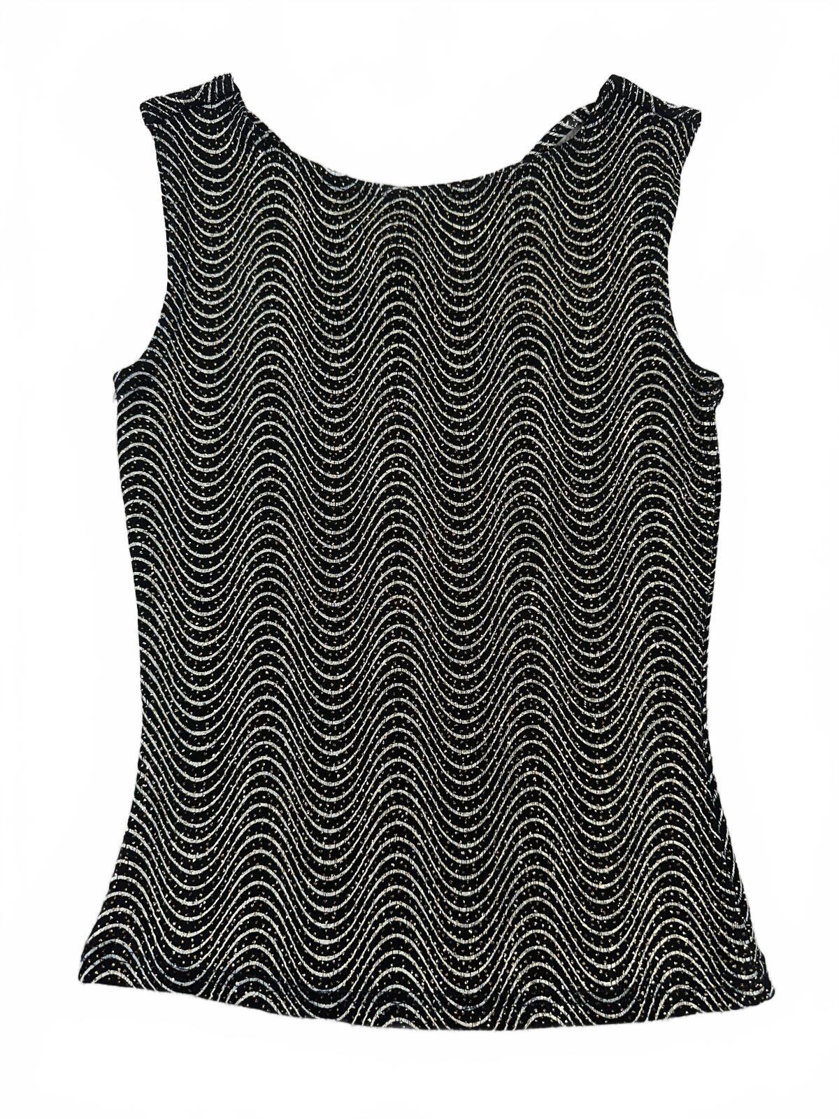 Byer California Y2K Glam Black Silver Stretch Sleeveless Top Retro Party Tank