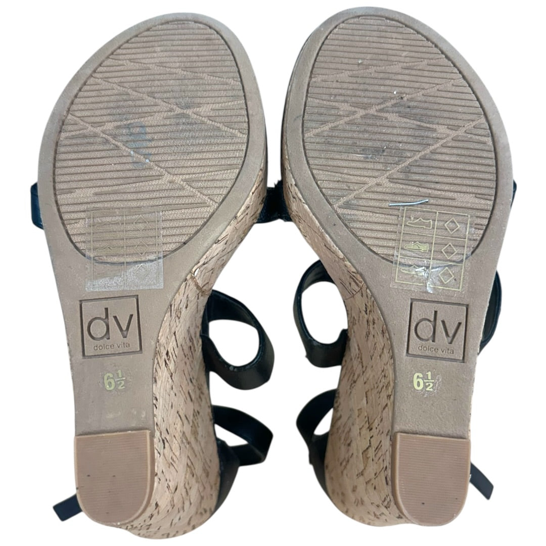 Dolce Vita's DV Black Cork Strappy Wedge Sandals