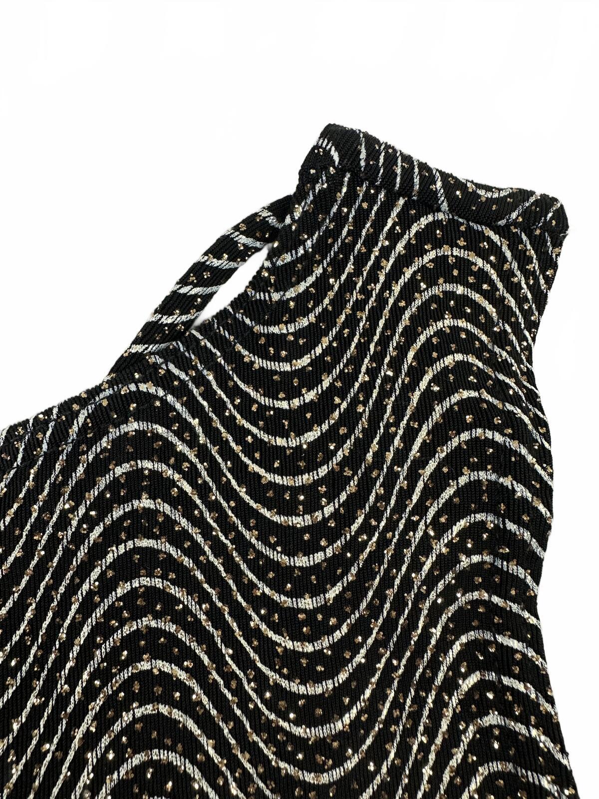 Byer California Y2K Glam Black Silver Stretch Sleeveless Top Retro Party Tank