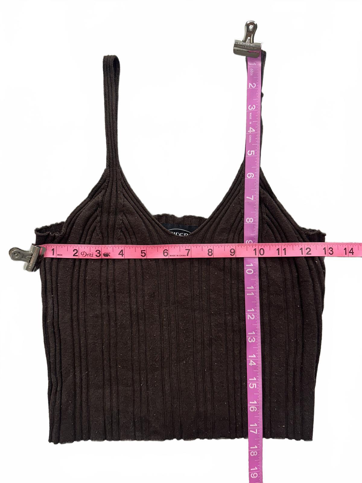Cider Brown Ribbed Knit Crop Top Medium Minimalist Casual Contemporary