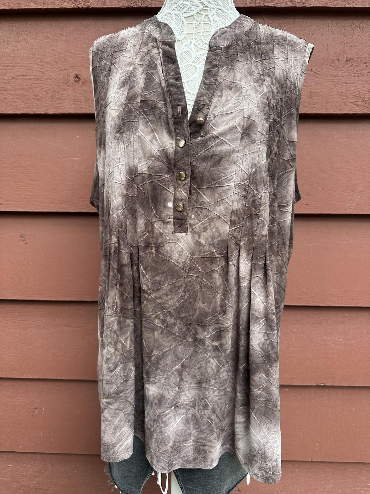 Westport 1962 Brown Mineral Wash Sleeveless Tunic Top