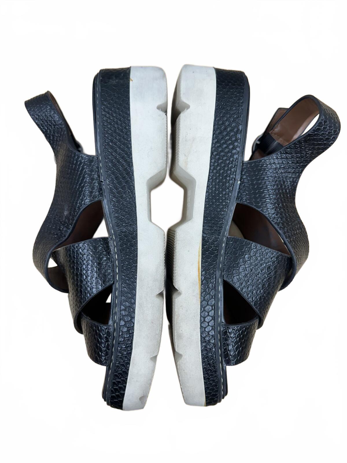 Naturalizer Black Textured Platform Sandals Chunky Sole Adjustable Ankle Strap